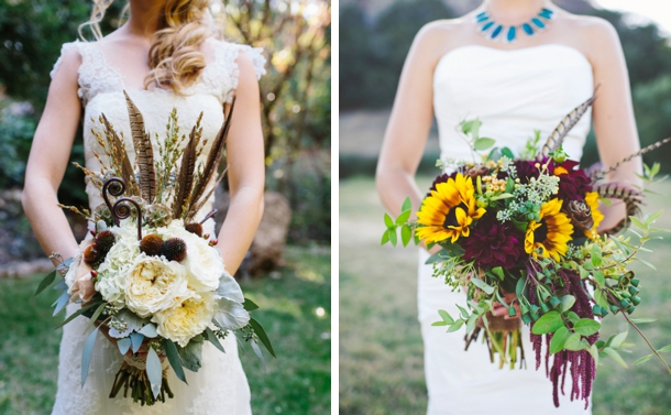 ramo novia boda 2020 tendencias original plumas